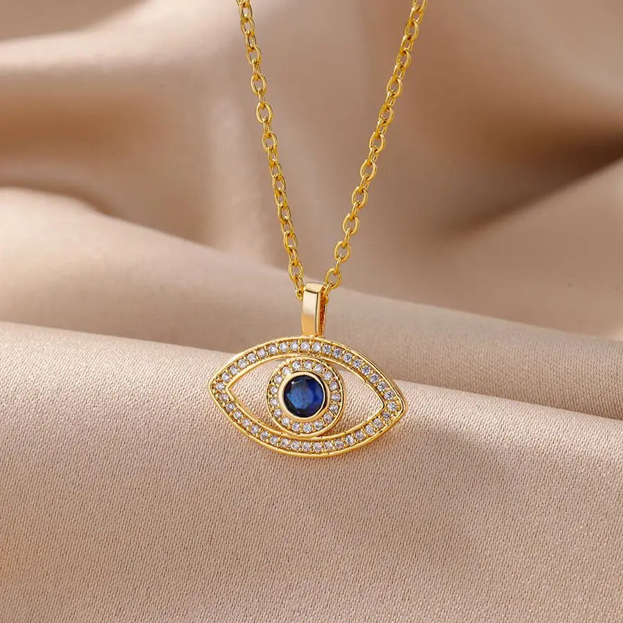 Golden Lucky Blue Eye Necklace