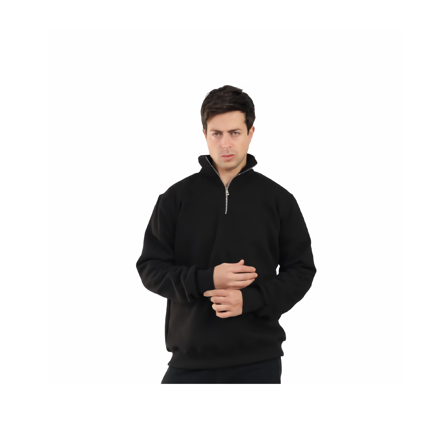 DA VA Men's High Neck Sweatshirt – Soft Casual Pullover for Men, Long Sleeve Classic Fit, Lightweight Everyday Sweatshirt, Black