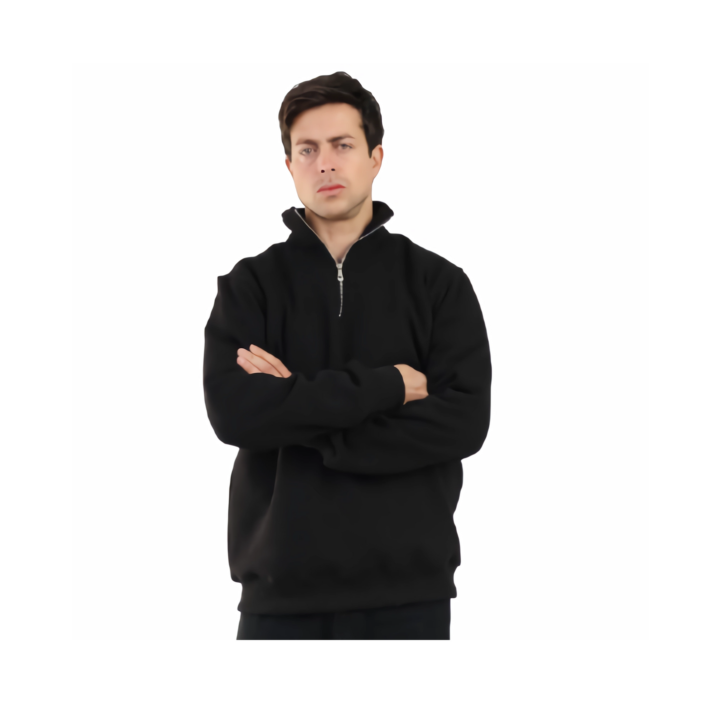 DA VA Men's High Neck Sweatshirt – Soft Casual Pullover for Men, Long Sleeve Classic Fit, Lightweight Everyday Sweatshirt, Black