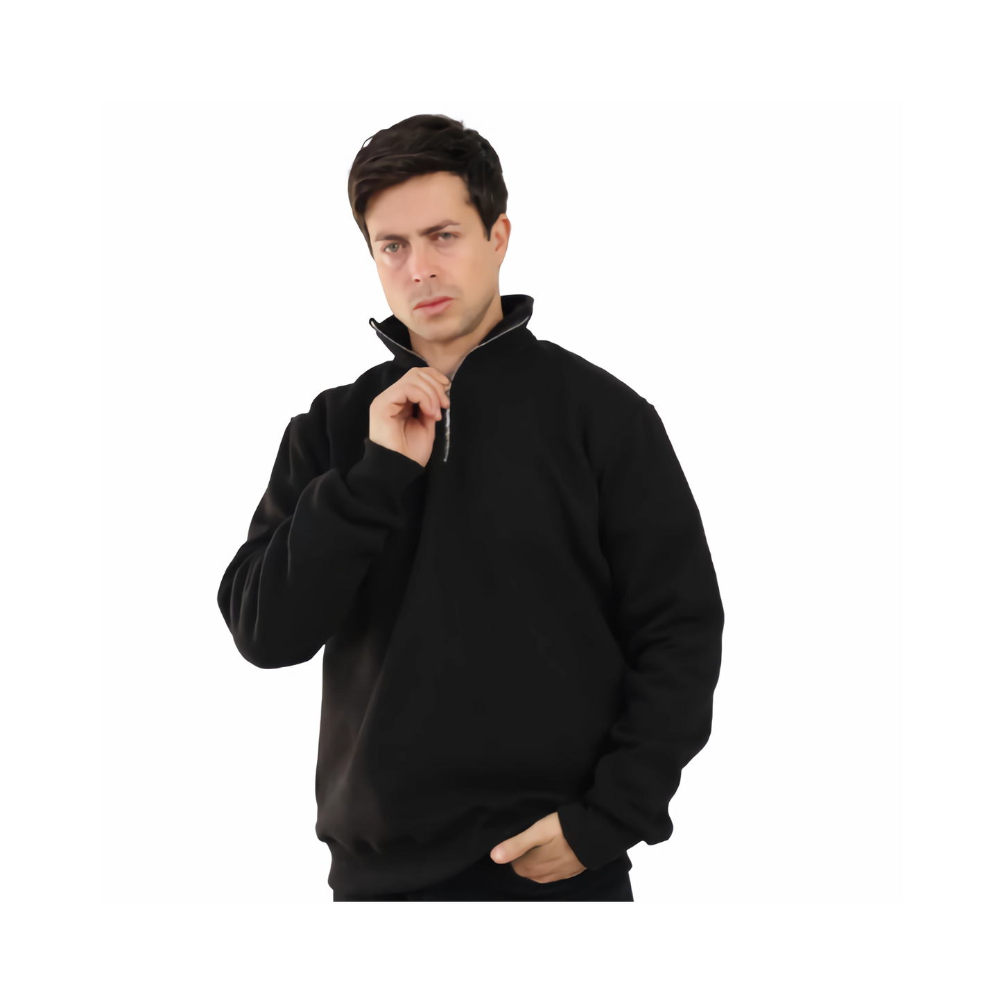 DA VA Men's High Neck Sweatshirt – Soft Casual Pullover for Men, Long Sleeve Classic Fit, Lightweight Everyday Sweatshirt, Black