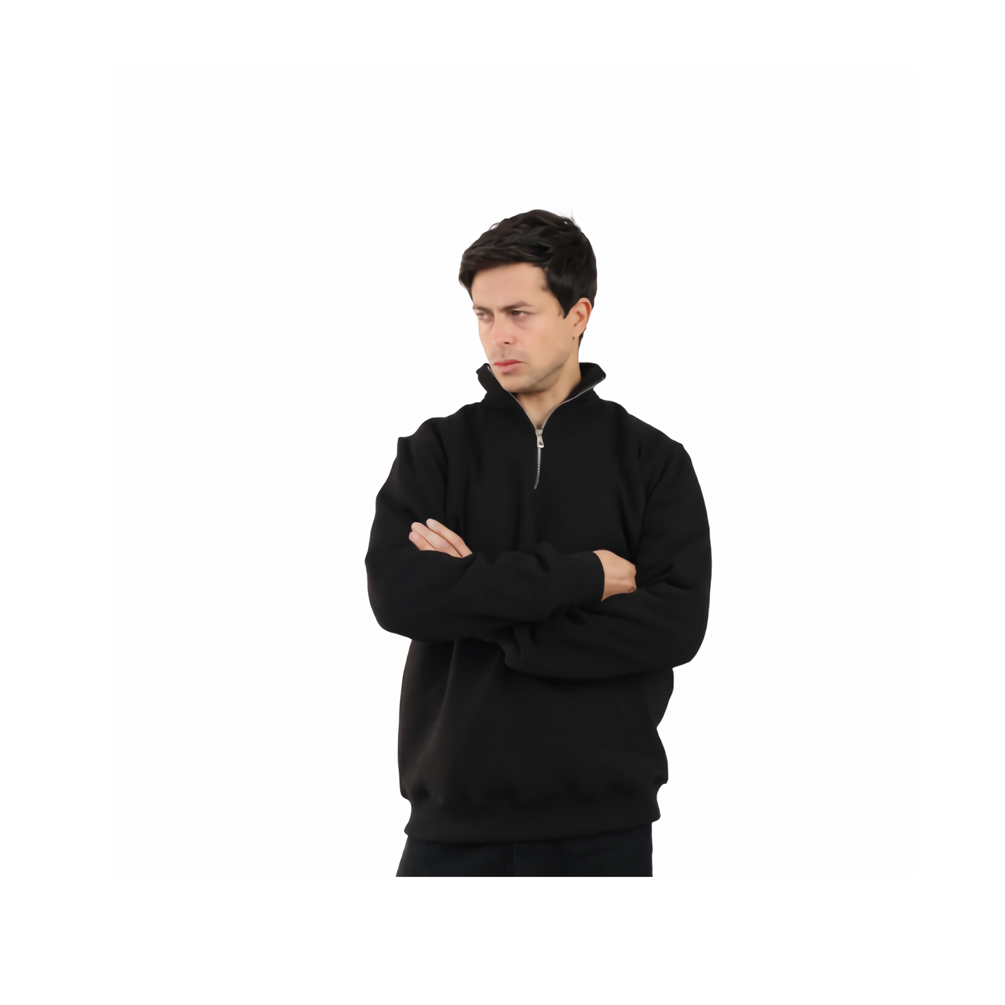 DA VA Men's High Neck Sweatshirt – Soft Casual Pullover for Men, Long Sleeve Classic Fit, Lightweight Everyday Sweatshirt, Black