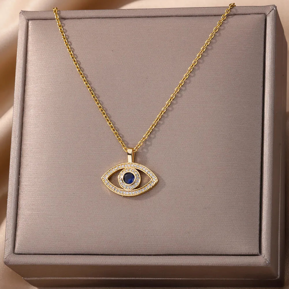 Golden Lucky Blue Eye Necklace