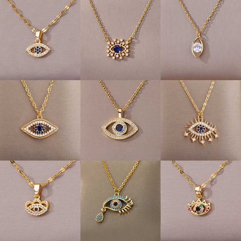 Golden Lucky Blue Eye Necklace