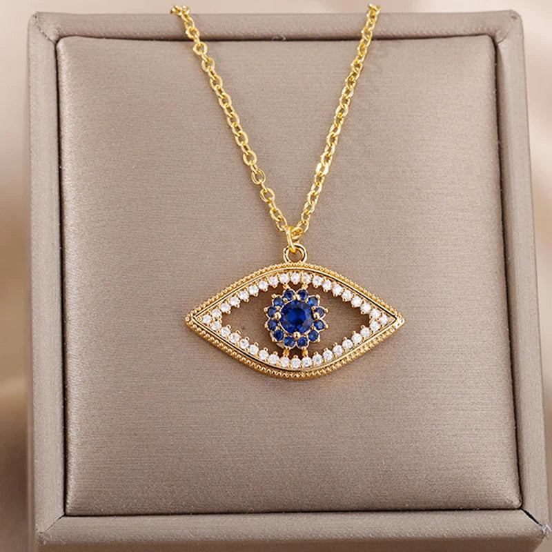 Golden Lucky Blue Eye Necklace